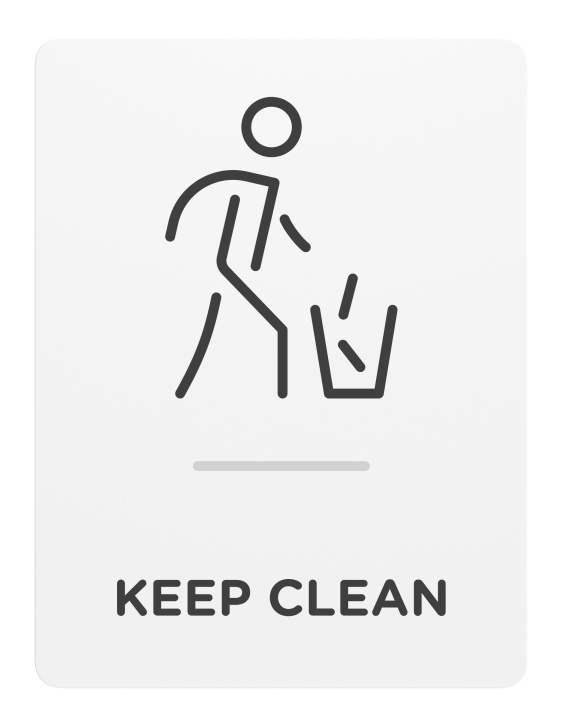 Keep Clean_Sign_Door-Wall Mount_8x 6_6mm Thick Solid Surface Sign with Inlay Resins_Self AdhesiveInformation Sign